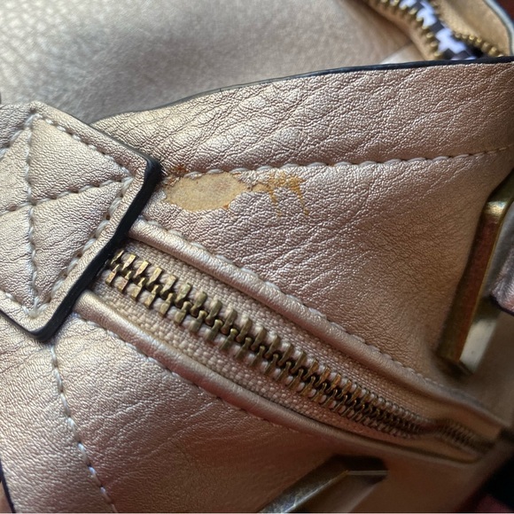 Ampere very soft Vegan Gold 3-way satchel, shoulder, crossbody holiday fun - Picture 8 of 9